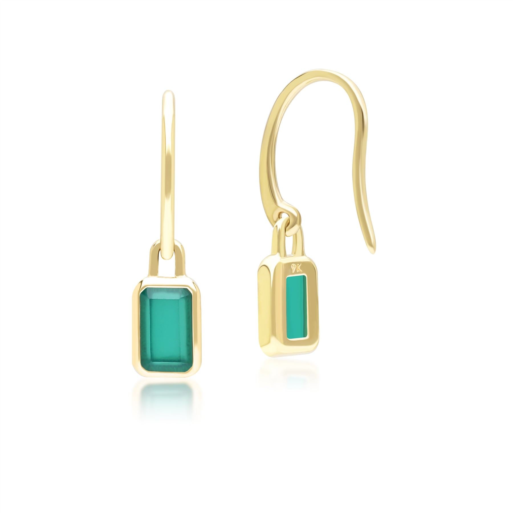 Classic Baguette Chalcedony Drop Earrings in 9ct Yellow Gold