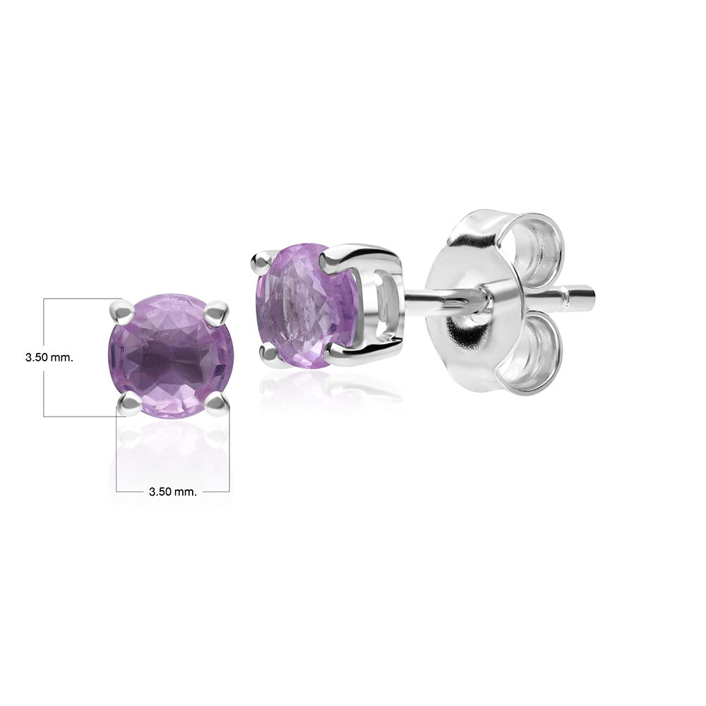 Classic Round Pink Sapphire Stud Earrings in 9ct White Gold 3.5mm