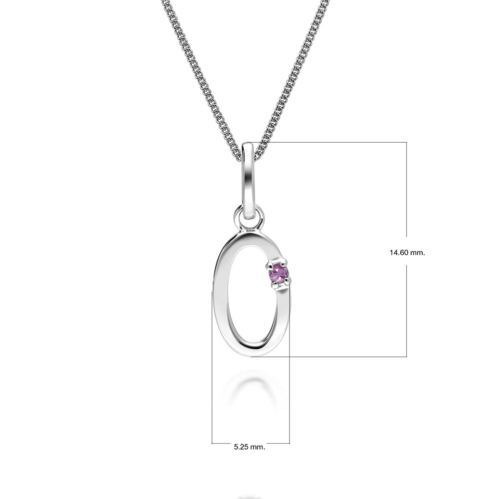 Initial Pink Sapphire Letter Charm Necklace in 9ct White Gold