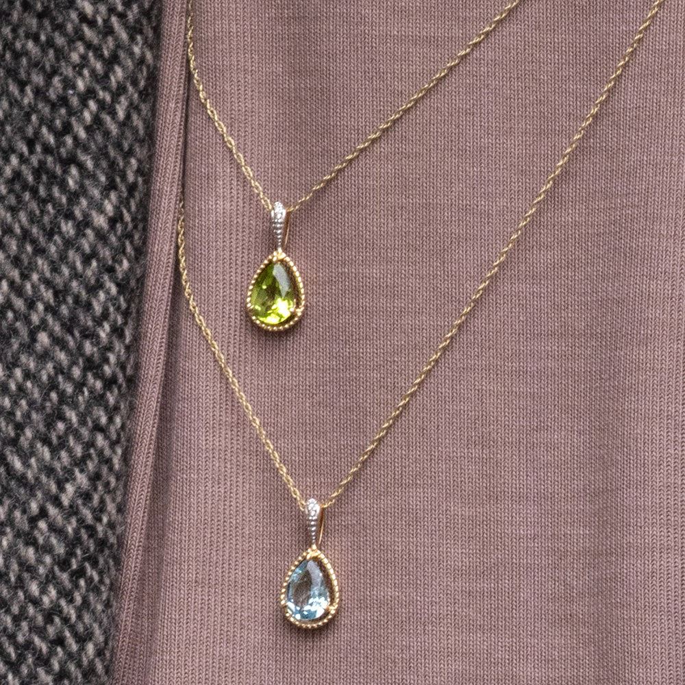 classic-pear-peridot-diamond-pendant-necklace-in-9ct-yellow-gold-135p2143039 on Model