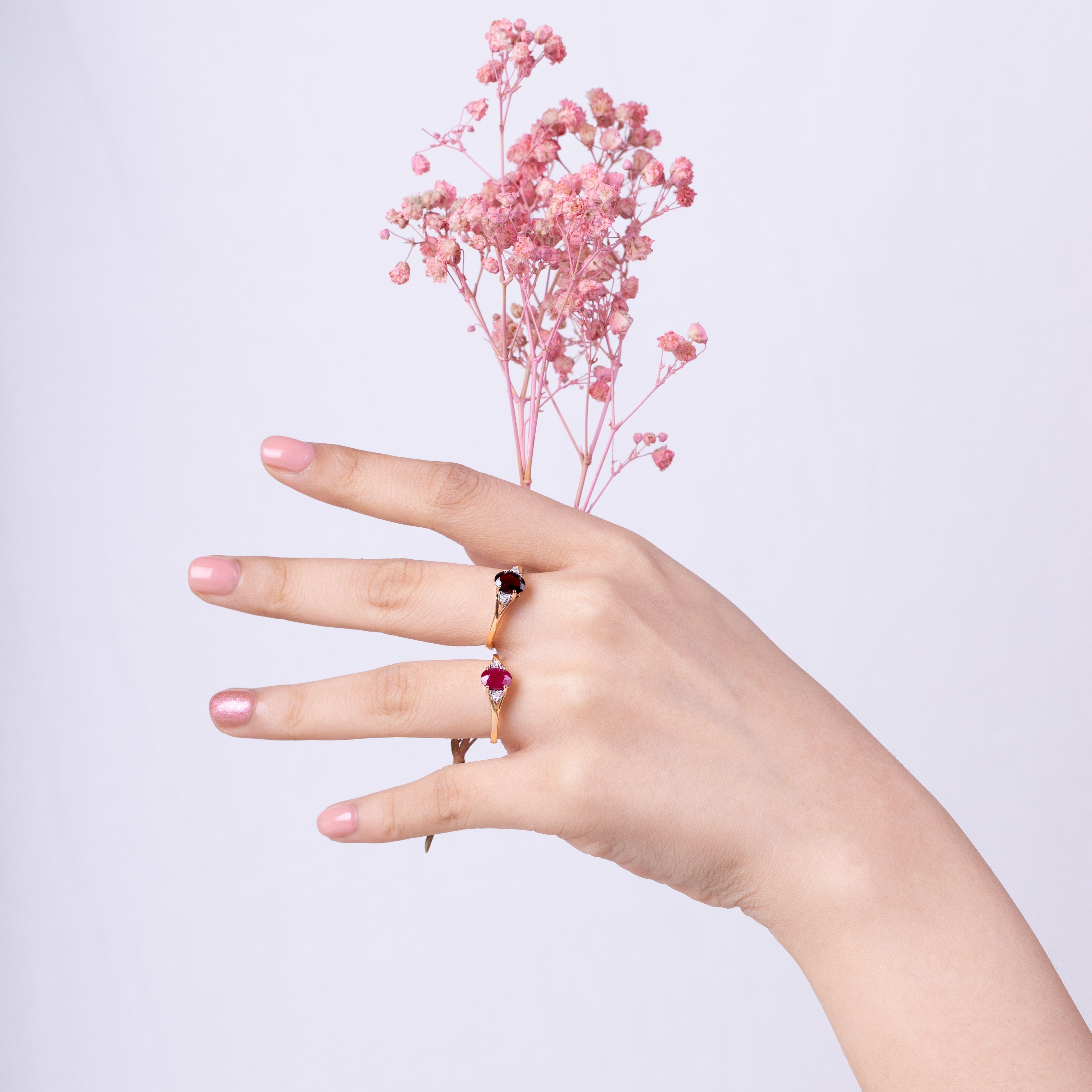 Classic Oval Garnet & Diamond Ring in 9ct Yellow Gold