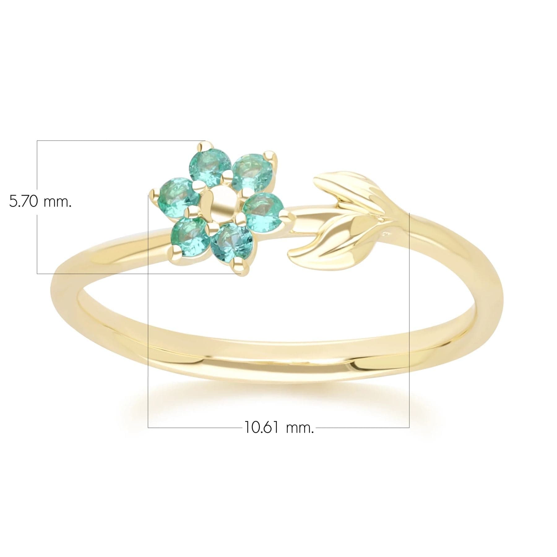 Floral Vine Emerald Ring in 9ct Yellow Gold