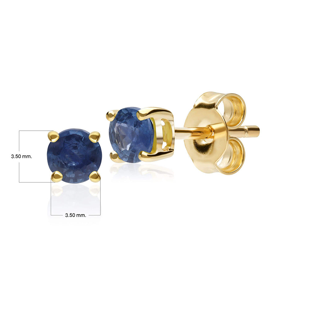 Classic Round Sapphire Stud Earrings in 9ct Yellow Gold 3.5mm