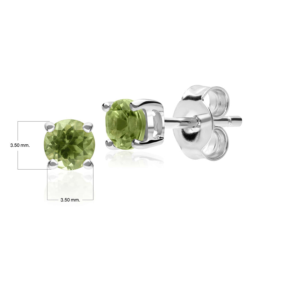 Classic Round Peridot Stud Earrings in 9ct White Gold 3.5mm