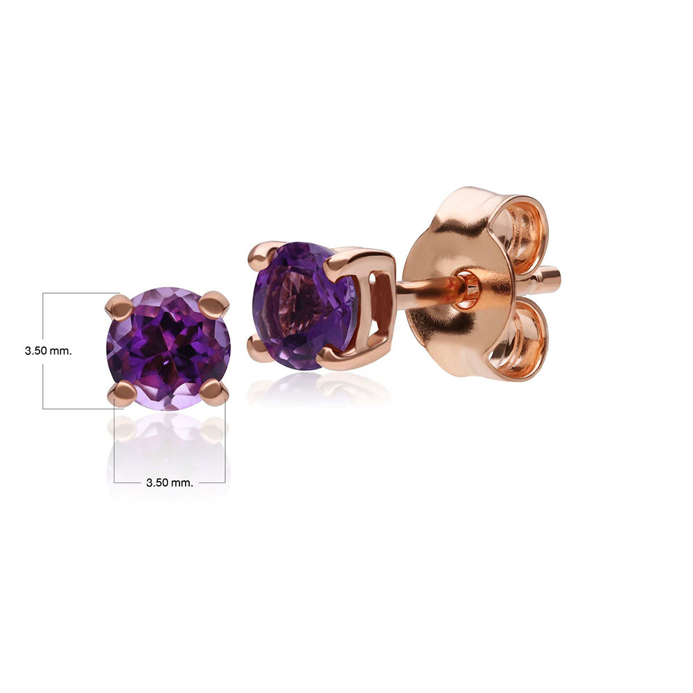 Classic Round Amethyst Claw Set Stud Earrings in 9ct Rose Gold