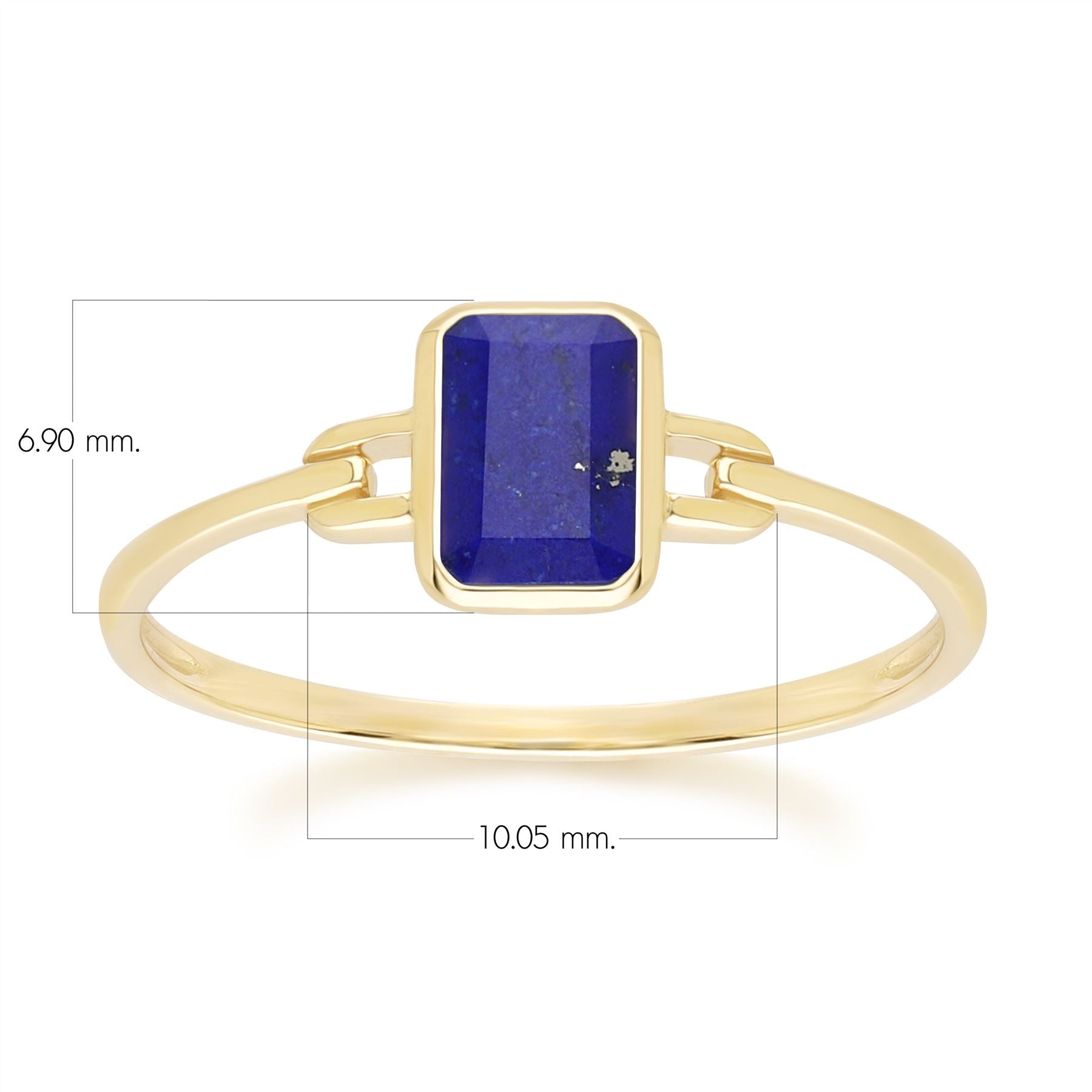 Classic Baguette Lapis Lazuli Ring in 9ct Yellow Gold