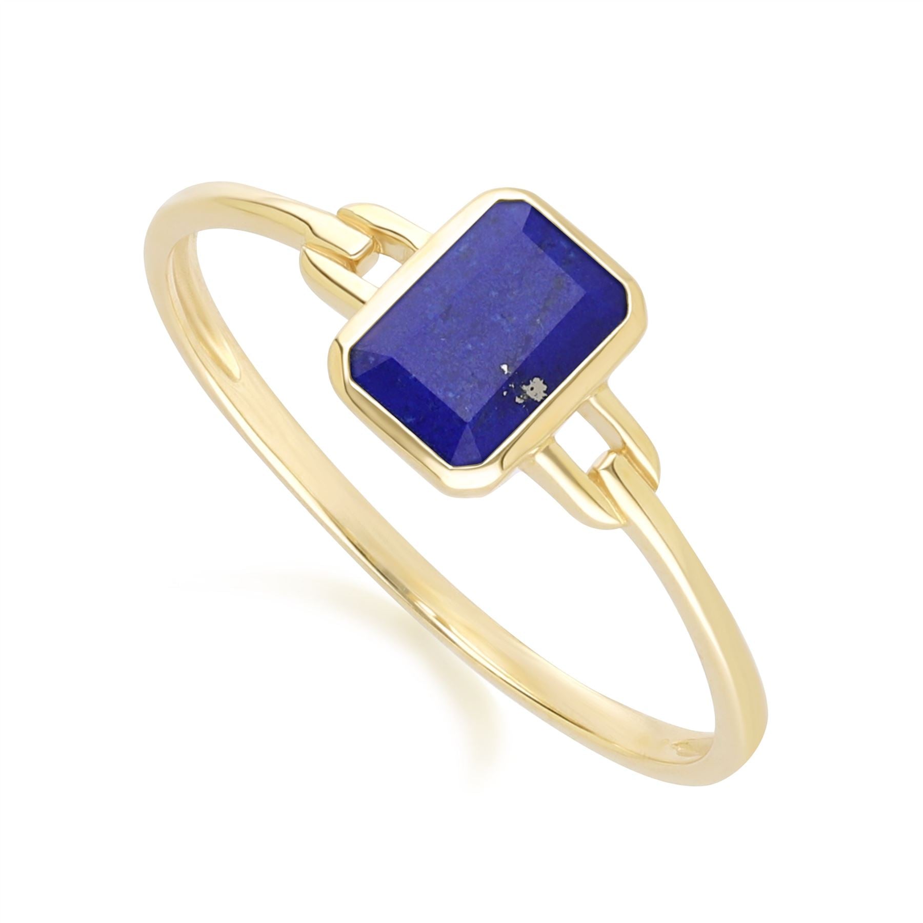 Classic Baguette Lapis Lazuli Ring in 9ct Yellow Gold