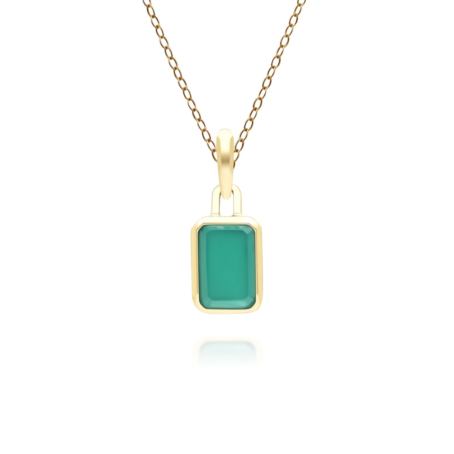 Classic Baguette Chalcedony Pendant Necklace in 9ct Yellow Gold