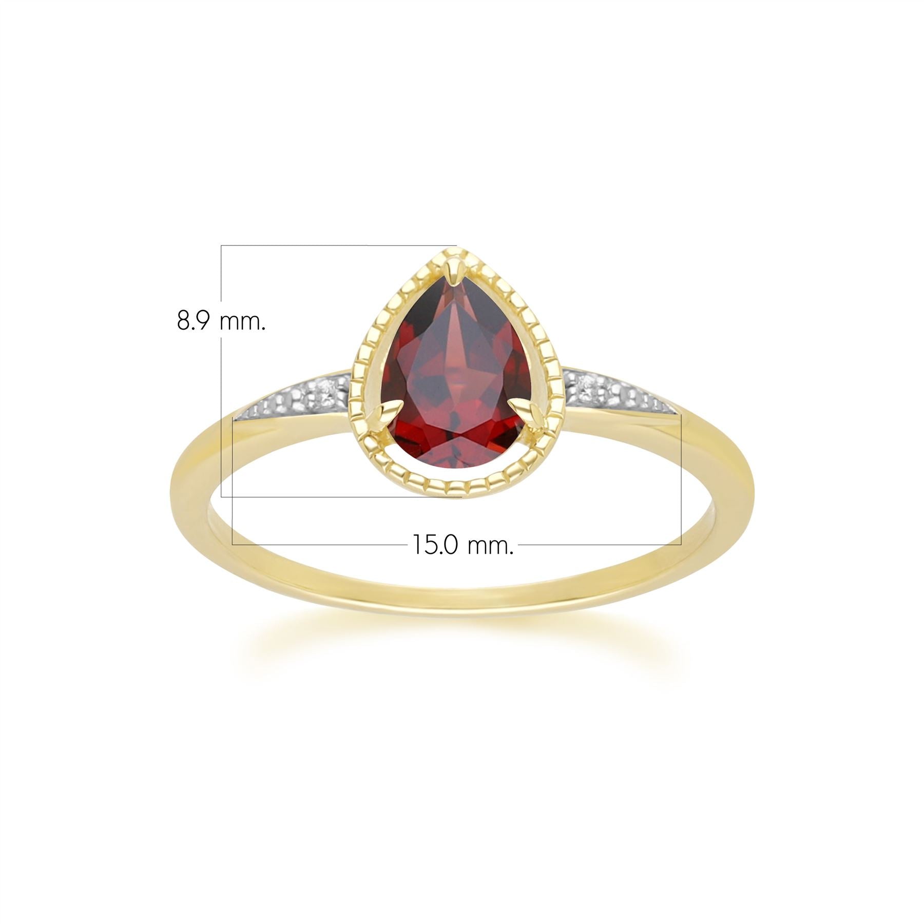 Classic Oval Garnet & Diamond Heart Ring In 9ct Yellow Gold