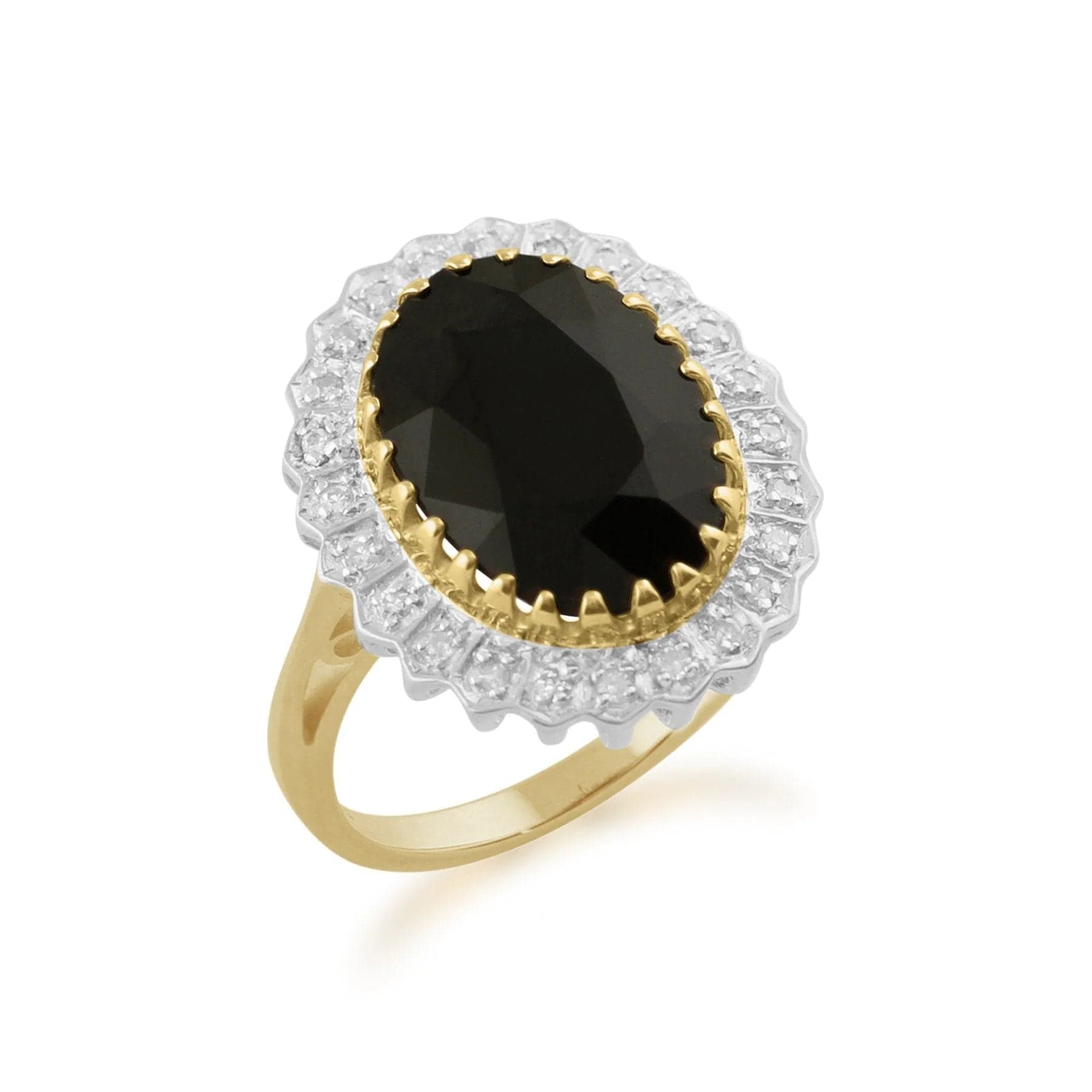 Classic Dark Sapphire & Diamonds Luxe Ring in 9ct Gold 