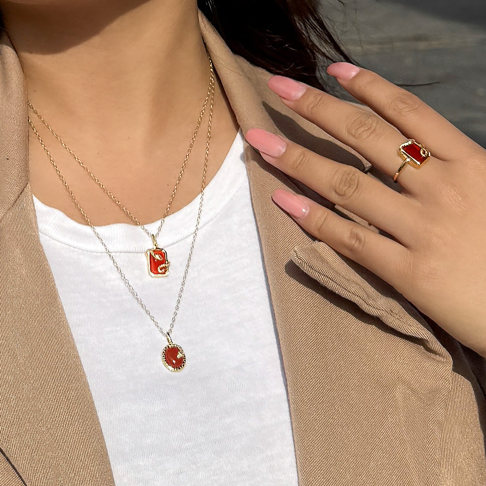 Grand Deco Carnelian Snake Wrap Ring In Gold Plated Sterling Silver