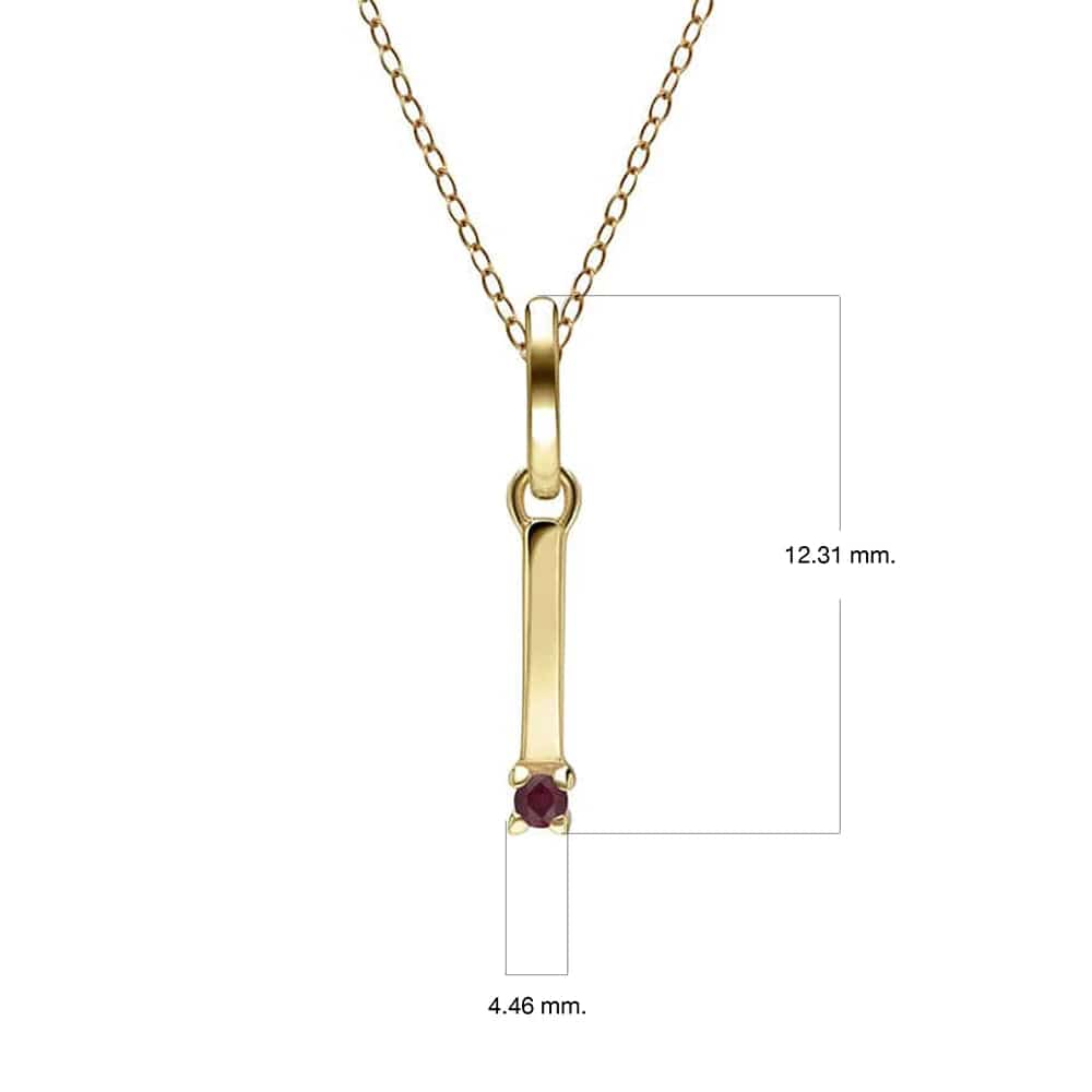 Initial Ruby Letter Necklace In 9ct Yellow Gold