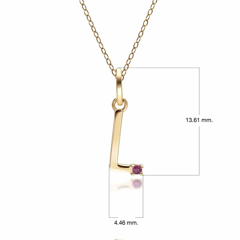 Initial Ruby Letter Necklace In 9ct Yellow Gold