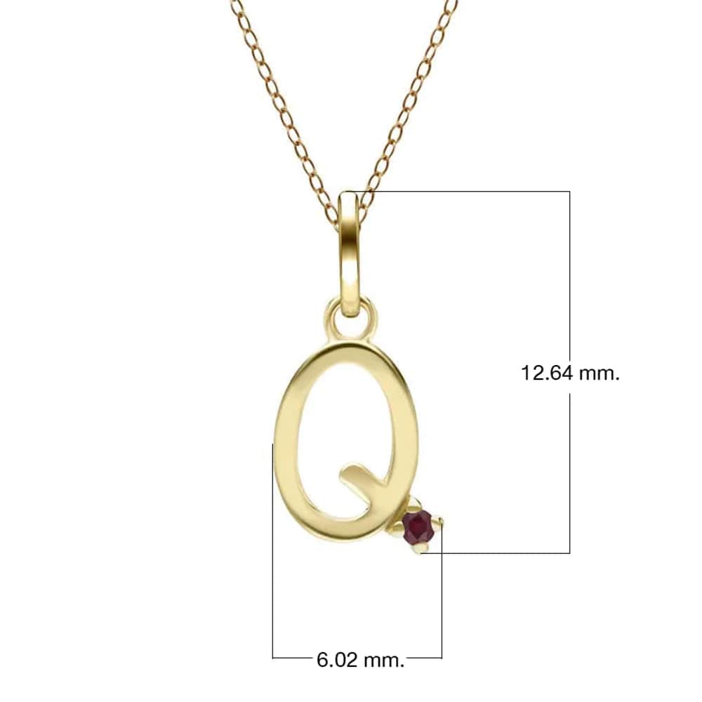 Initial Ruby Letter Necklace In 9ct Yellow Gold