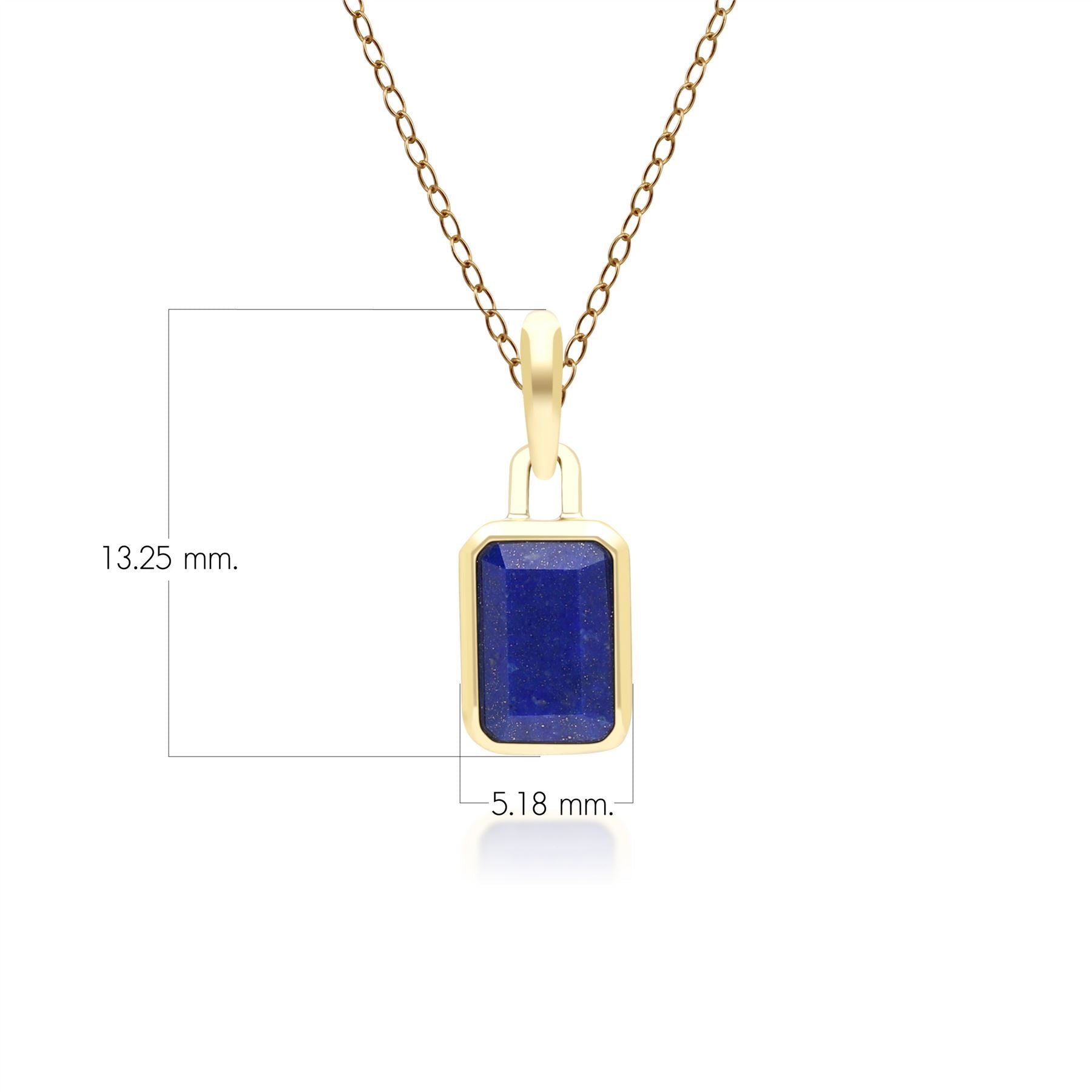 Classic Baguette Lapis Lazuli Pendant Necklace in 9ct Yellow Gold