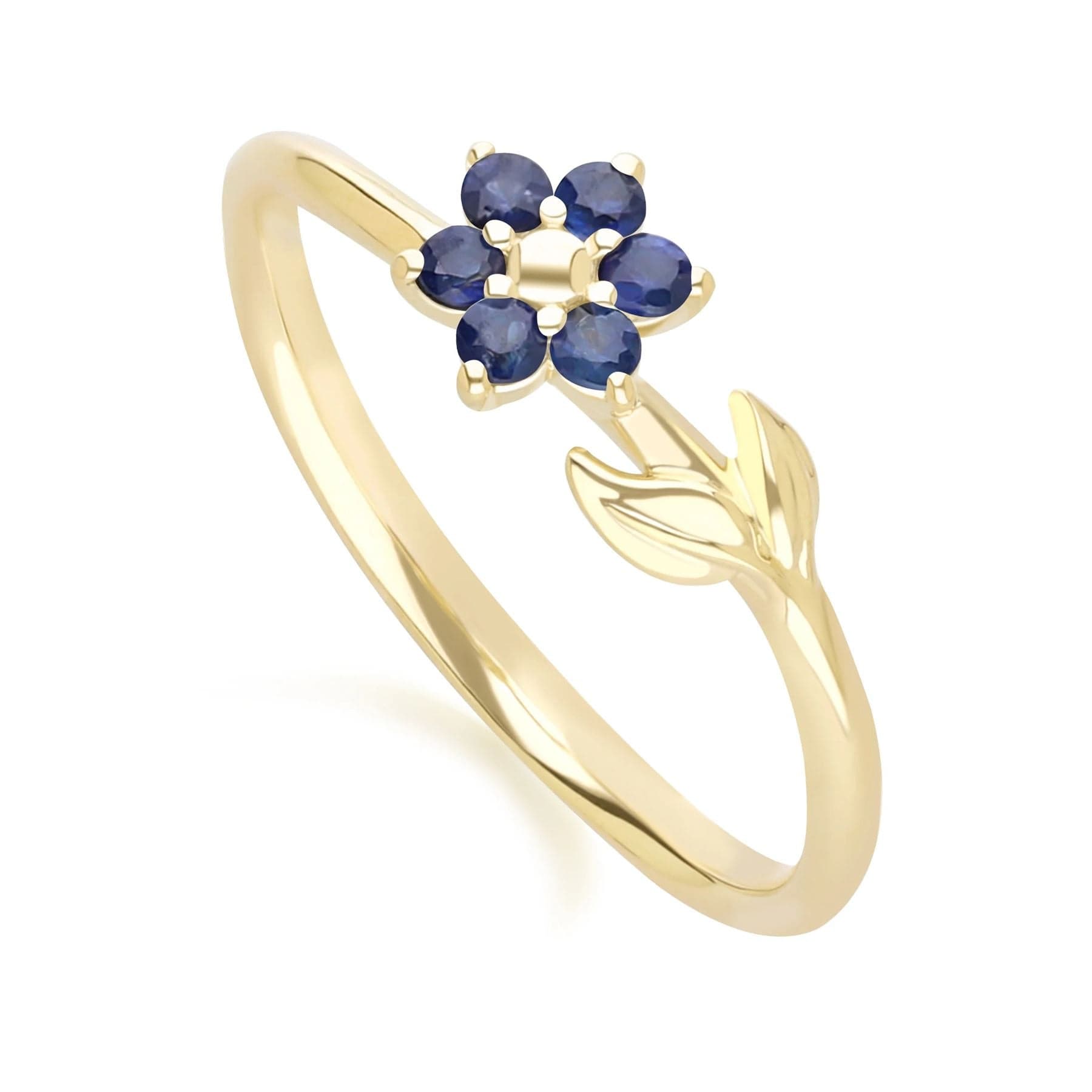 Floral Vine Sapphire Ring in 9ct Yellow Gold