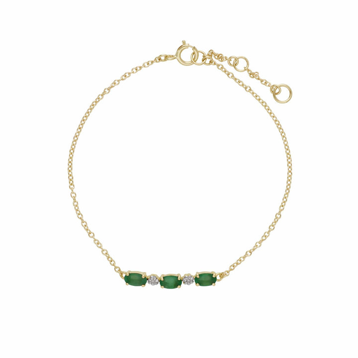 135L0263019 Classic Oval Emerald & Diamond Bracelet in 9ct Yellow Gold 1