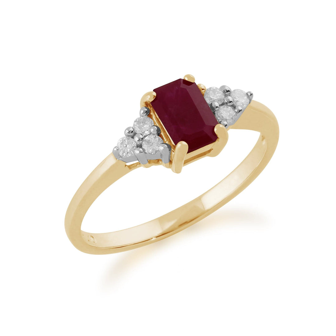 Classic Baguette Ruby & Diamond in 9ct Yellow GoldGemondoRings | Gemondo