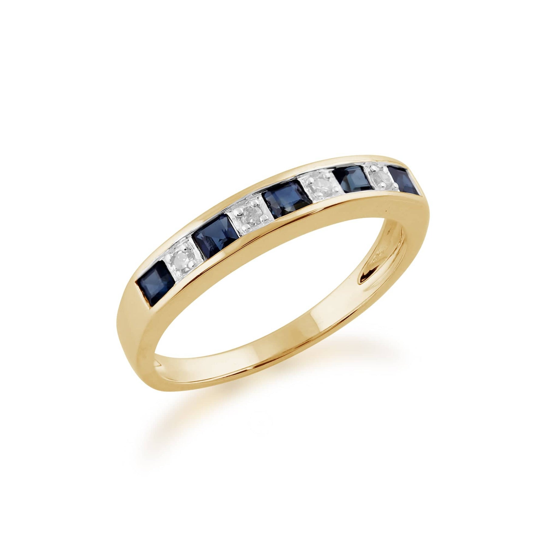 Sapphire & Diamond Half Eternity Yellow Gold Ring | Lifetime Warranty ...