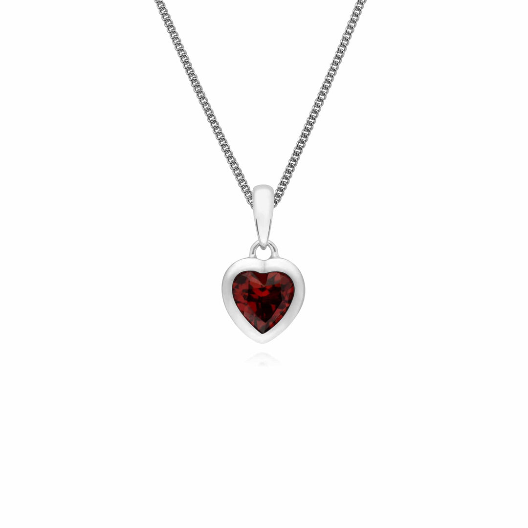 270P028703925 Essential Heart Shaped Garnet Pendant in 925 Sterling Silver 1
